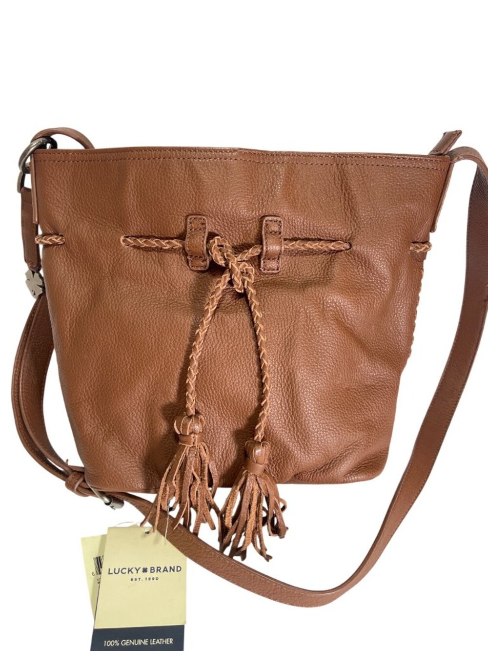 Lucky Brand NWT Brandy Shadow Leather Drawstring Boho Bucket Bag - Picture 2 of 8